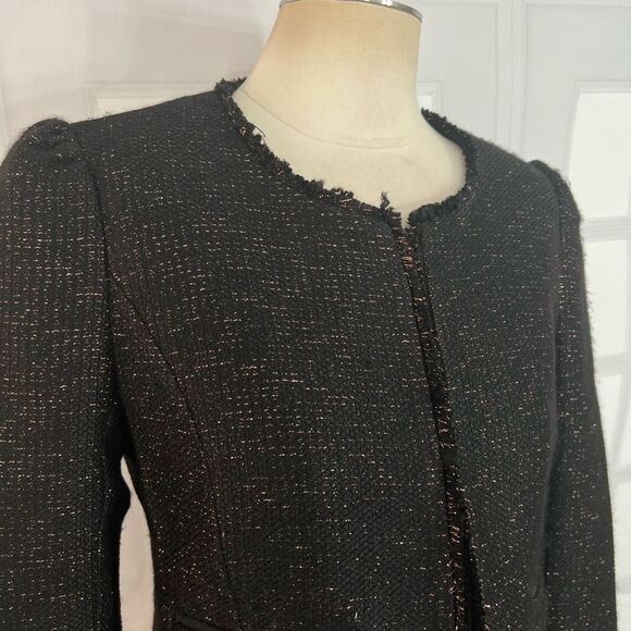 Joe’s black tweed bronze metallic grey hem jacket size medium - Picture 4 of 11